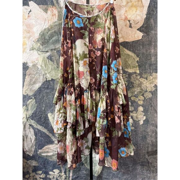 New Free People Palermo Villa Chiffon Maxi Skirt Size 2 - Picture 6 of 8
